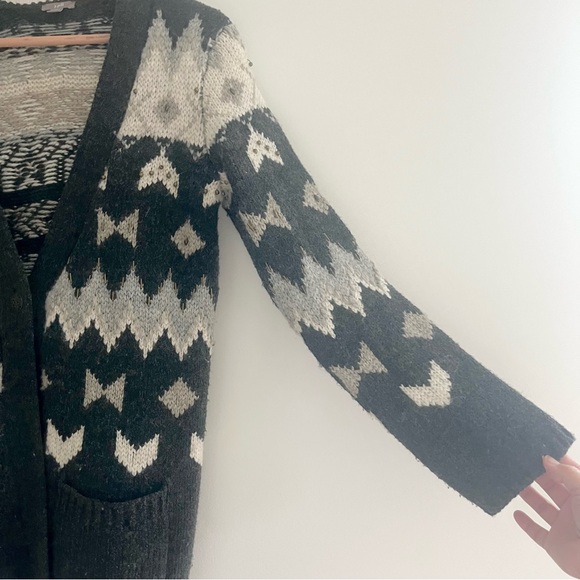 J. Jill Fair Isle Icelandic Nordic Wool Blend Beaded Cardigan Sweater Gray XS - Picture 10 of 11